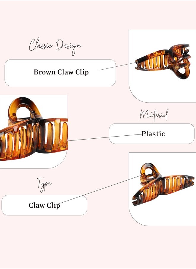 Just Peachy - Just Peachy Large Brown Claw Clip for Women - Fashionable Hair Accessory Strong Grip & Durable, Stylish, Non-Slip Design | Ideal for Thick, Curly, or Straight Hair | Comfortable & Gentle on Hair - Image 1
