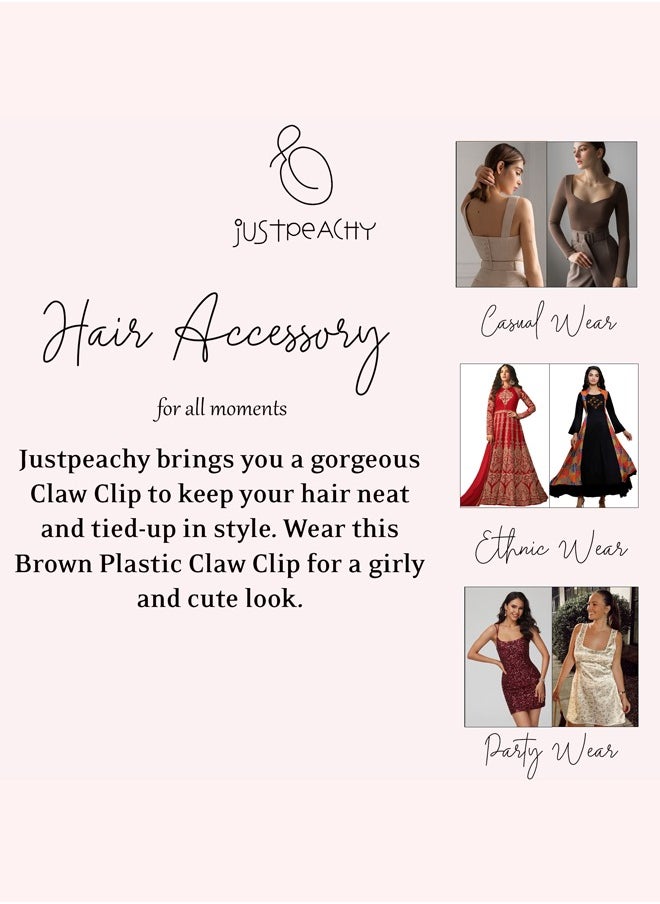 Just Peachy - Just Peachy Large Brown Claw Clip for Women - Fashionable Hair Accessory Strong Grip & Durable, Stylish, Non-Slip Design | Ideal for Thick, Curly, or Straight Hair | Comfortable & Gentle on Hair - Image 1