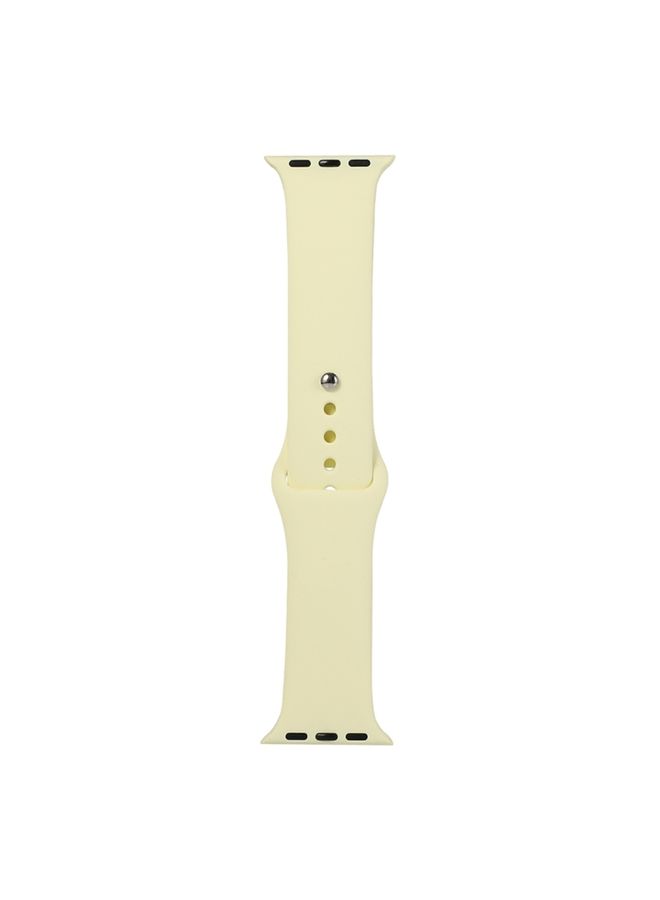 Replacement Strap For Apple Watch Series 9&8&7 41mm / SE 3&SE 2&6&SE&5&4 40mm / 3&2&1 38mm Silicone Watch Band, Short Section Female Cream Yellow