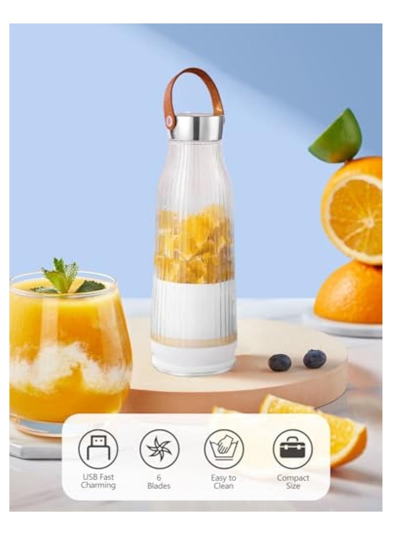 Hihonor Portable Juicer, Blender for Shakes and Juices, 420ml, with 6 Blades, for Kitchen, Travel and Gym, White - Image 4