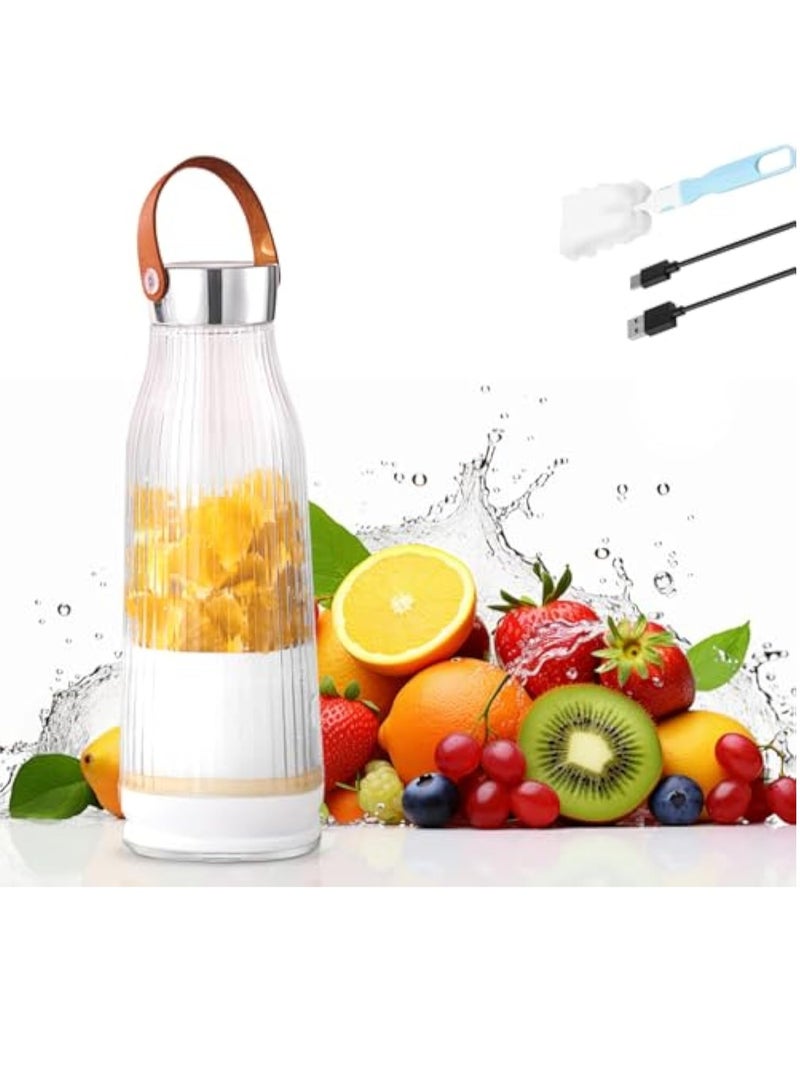 Hihonor Portable Juicer, Blender for Shakes and Juices, 420ml, with 6 Blades, for Kitchen, Travel and Gym, White - Image 2