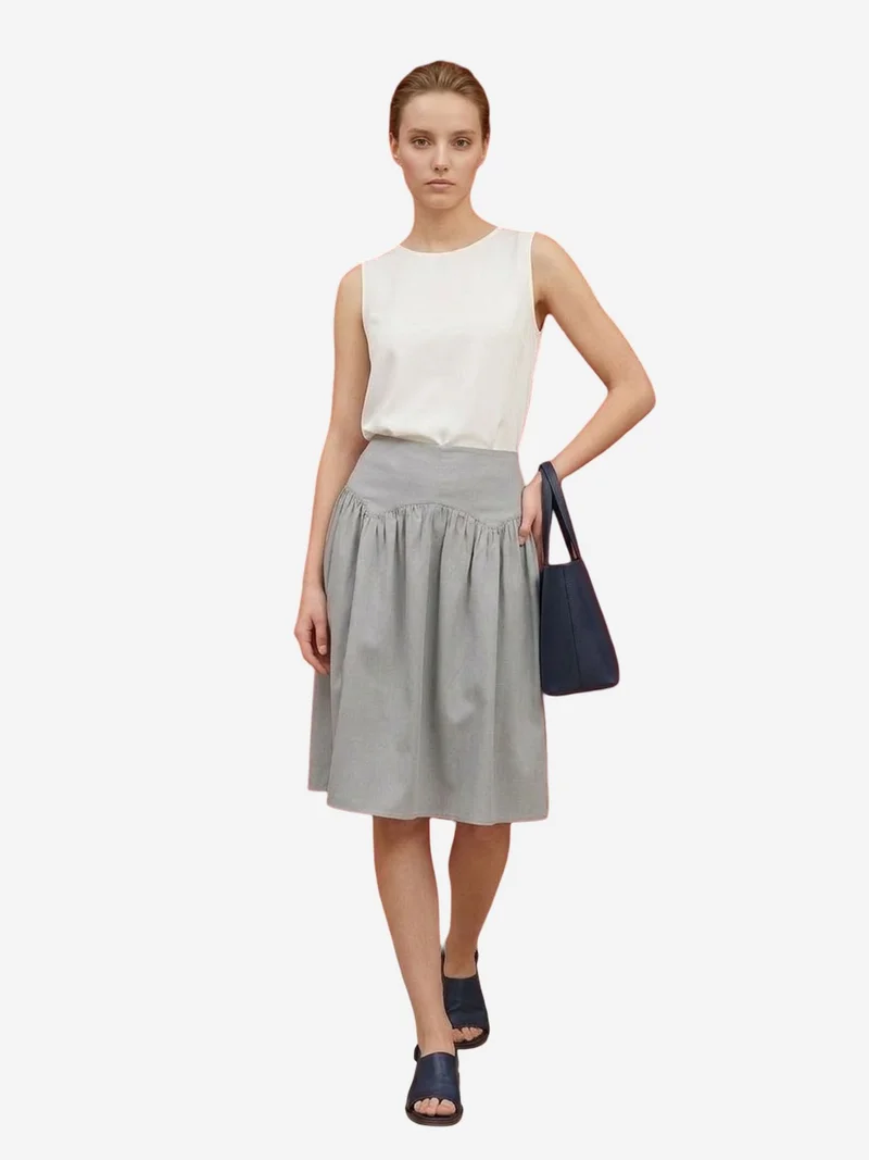 My Fashion Light Grey MY FASHION High-Waist Lyocell Crepe Trousers for Women | Best Price UAE
