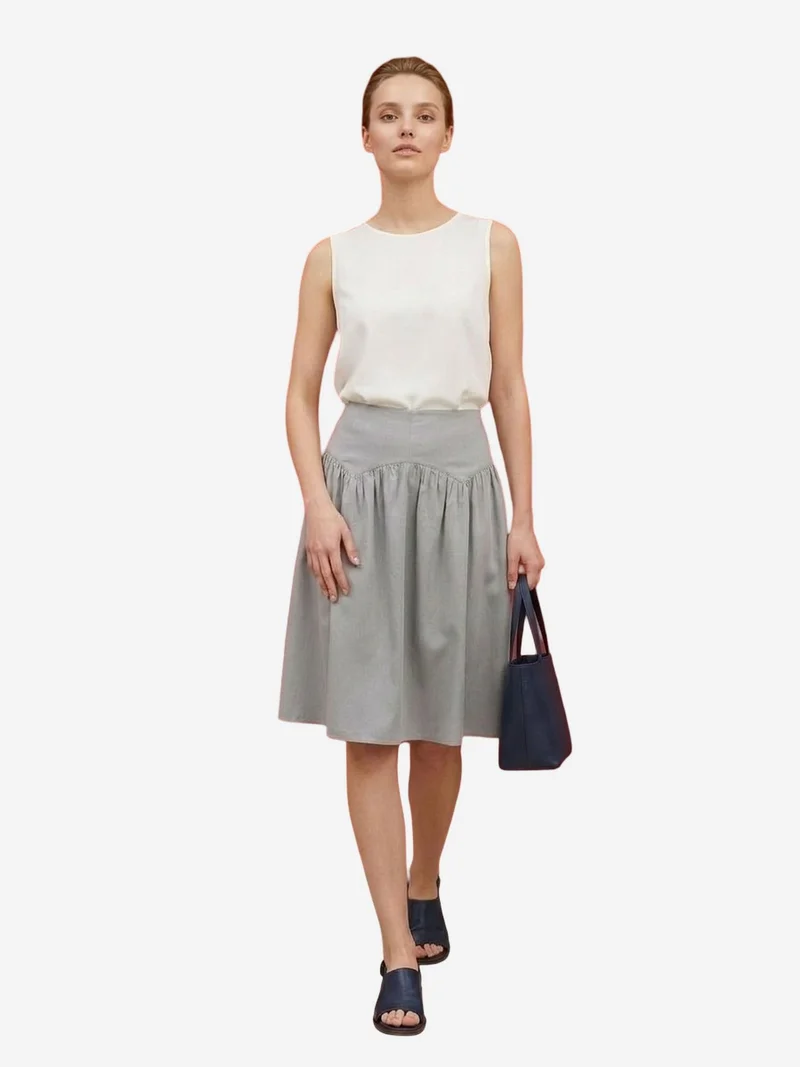 My Fashion Light Grey MY FASHION High-Waist Lyocell Crepe Trousers for Women | Best Price UAE