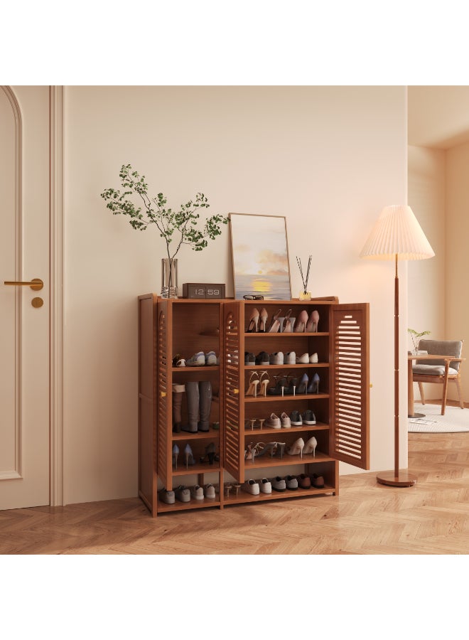 بست وان خزانة أحذية عملية وأنيقة مثالية للحفاظ على مساحة معيشة منظمة ومرتبة وجذابة 90×33×97 سم بني 3 أبواب 7 طبقات - Image 1
