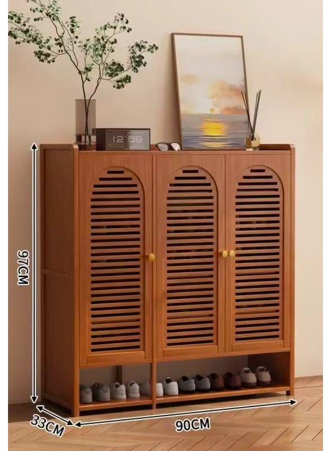 بست وان خزانة أحذية عملية وأنيقة مثالية للحفاظ على مساحة معيشة منظمة ومرتبة وجذابة 90×33×97 سم بني 3 أبواب 7 طبقات - Image 2