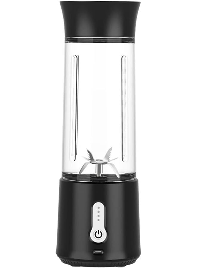 IAF Rechargeable Mini Blender Cup, Portable Electric Blender Cup, Usb Charging Design, 6 Blade Stainless Steel Blade (Black) - Image 1