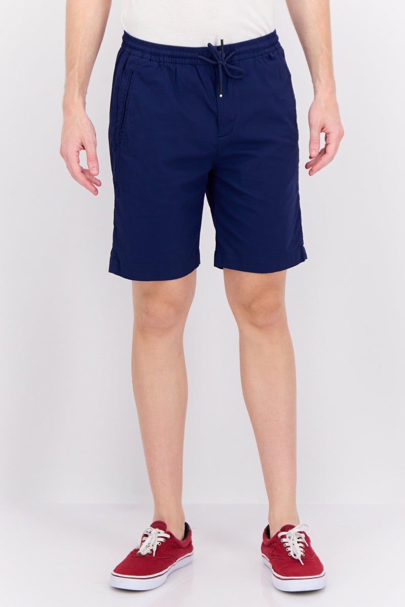 Gazzarrini Men Regular Fit Plain Chino Shorts, Navy - Image 1