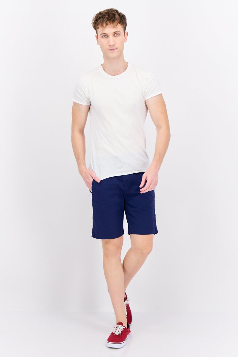 Gazzarrini Men Regular Fit Plain Chino Shorts, Navy - Image 4