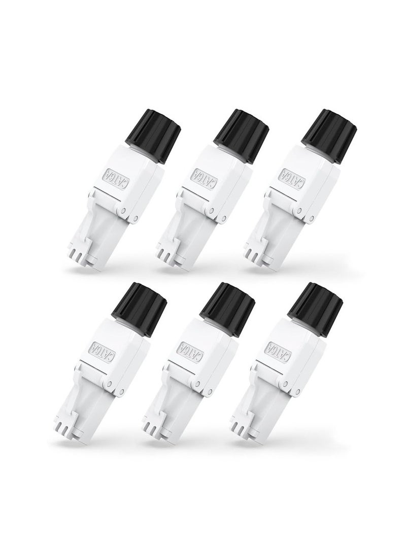 SYOSI Cat6A Cat6 RJ45 Connector 6-Pack,Tool-Free UTP Cat 6a Field Termination Modular Plug for 23-26 AWG Unshielded Ethernet Cable, White - Image 1