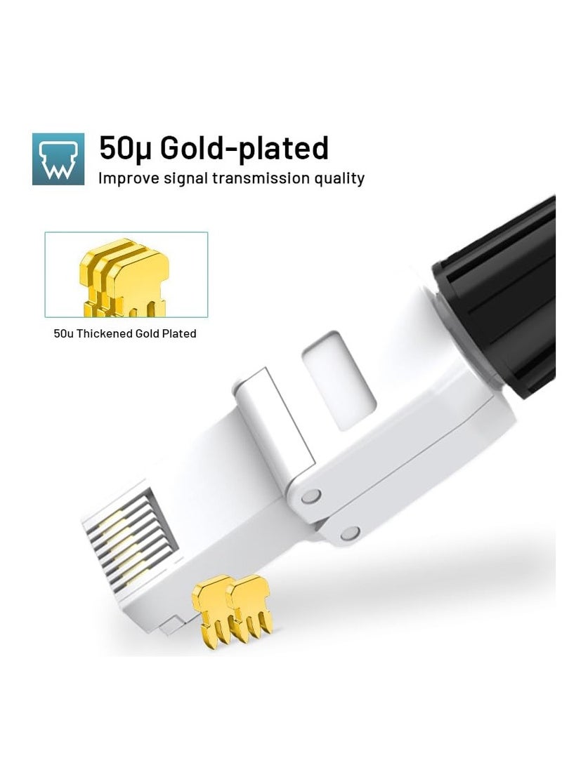 SYOSI Cat6A Cat6 RJ45 Connector 6-Pack,Tool-Free UTP Cat 6a Field Termination Modular Plug for 23-26 AWG Unshielded Ethernet Cable, White - Image 4