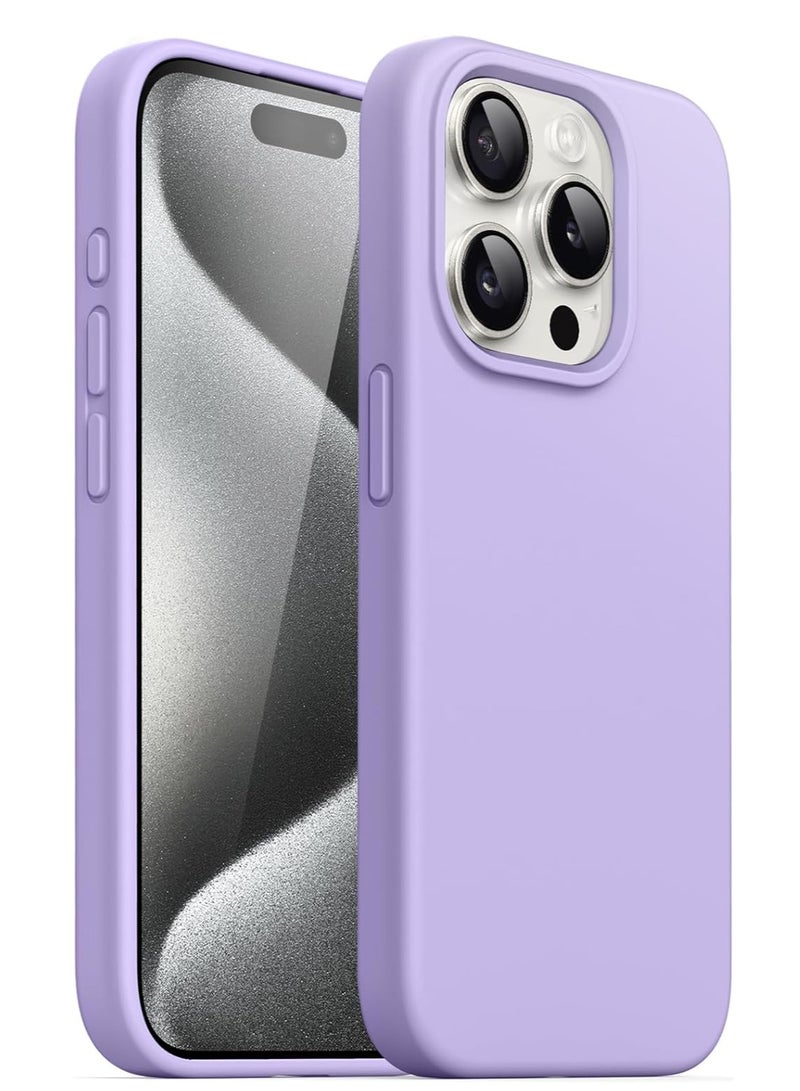 Silicone Case Compatible with iPhone 16 Pro Max, Slim Liquid Silicone Phone Case with 3-Layer Soft Rubber Shockproof TPU Lining (Light Purple) - Image 1
