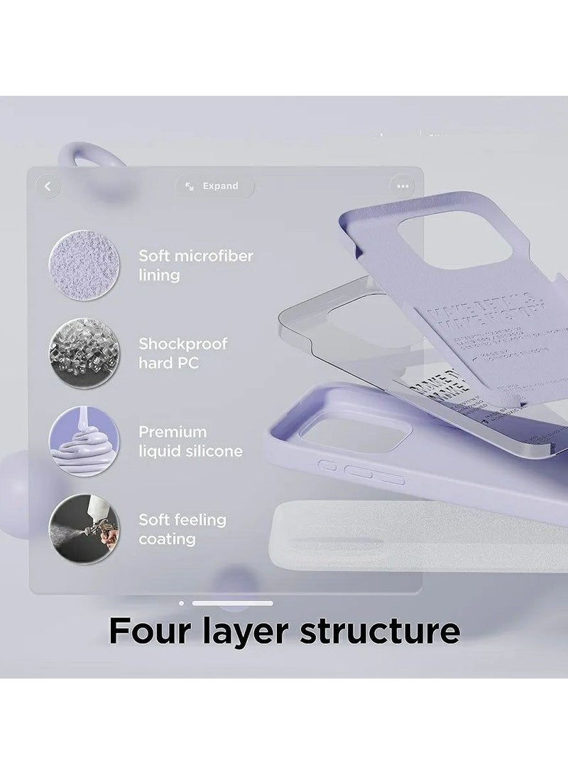 Silicone Case Compatible with iPhone 16 Pro Max, Slim Liquid Silicone Phone Case with 3-Layer Soft Rubber Shockproof TPU Lining (Light Purple) - Image 5