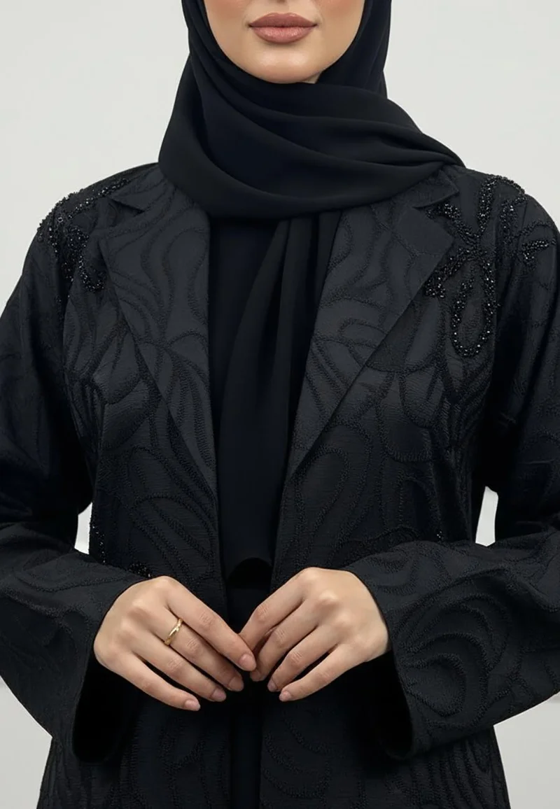 NUKHBAA The Onyx Sculpted Abaya-900