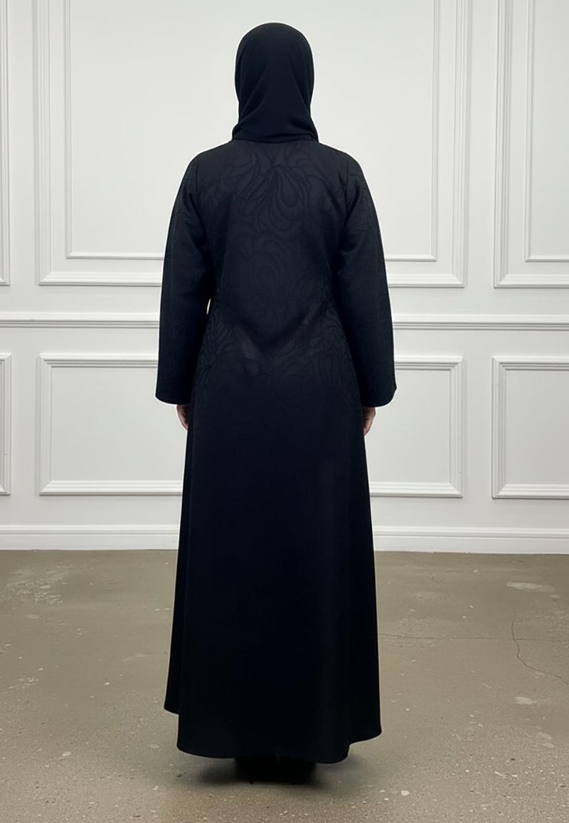 NUKHBAA The Onyx Sculpted Abaya-900 - Image 4