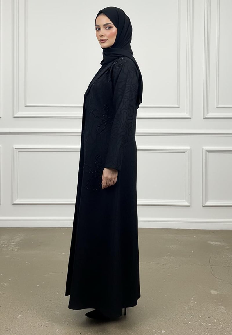 NUKHBAA The Onyx Sculpted Abaya-900 - Image 3