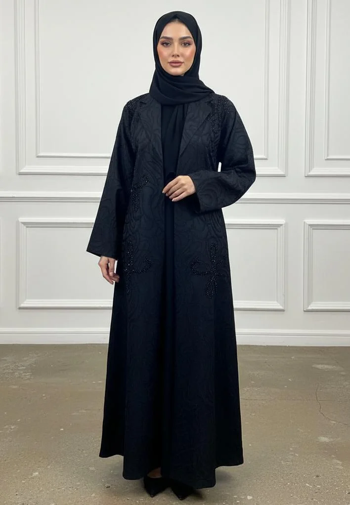 NUKHBAA The Onyx Sculpted Abaya-900