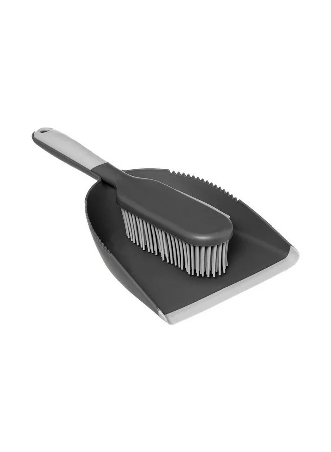 Five Simply Smart Handy and Durable Rubber-Look Dustpan and Brush Set Grey 7.1 x 17.5 x 32 cm 164747