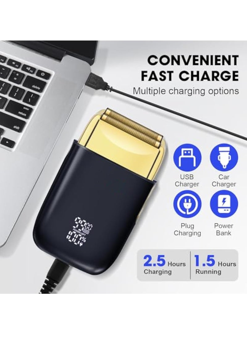 Zikra Foil Shaver for Men Barber, Electric Razor for Men, Double Electric Foil Trimmer with Cleaning brush, Professional Electric Razor, Cordless Rechargeable with USB, Detachable Design, LED Display - Image 5