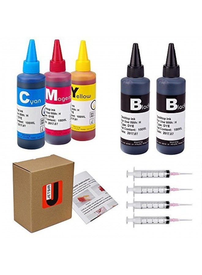 Jetsir 4 Color Ink Refill Kit For Hp 950 951 932 933 60 61 952 902 901 62 63 21 22 920 940 934 564 711 970 971 94 95 96 Ink Cartridge (2 Black 1 Cyan 1 Magenta 1 Yellow) 100Ml X5 Bottle With Syringe  - Image 4