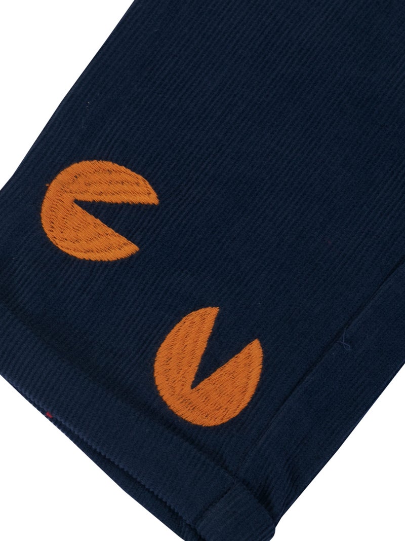 Pranava Navy Blue Crab Embroidered Dungarees for Kids - Image 4