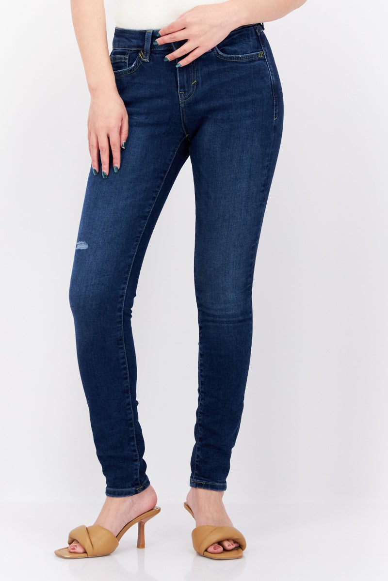 ESPRIT Women Skinny Fit Dark Wash Stretchable Jeans, Navy - Image 1