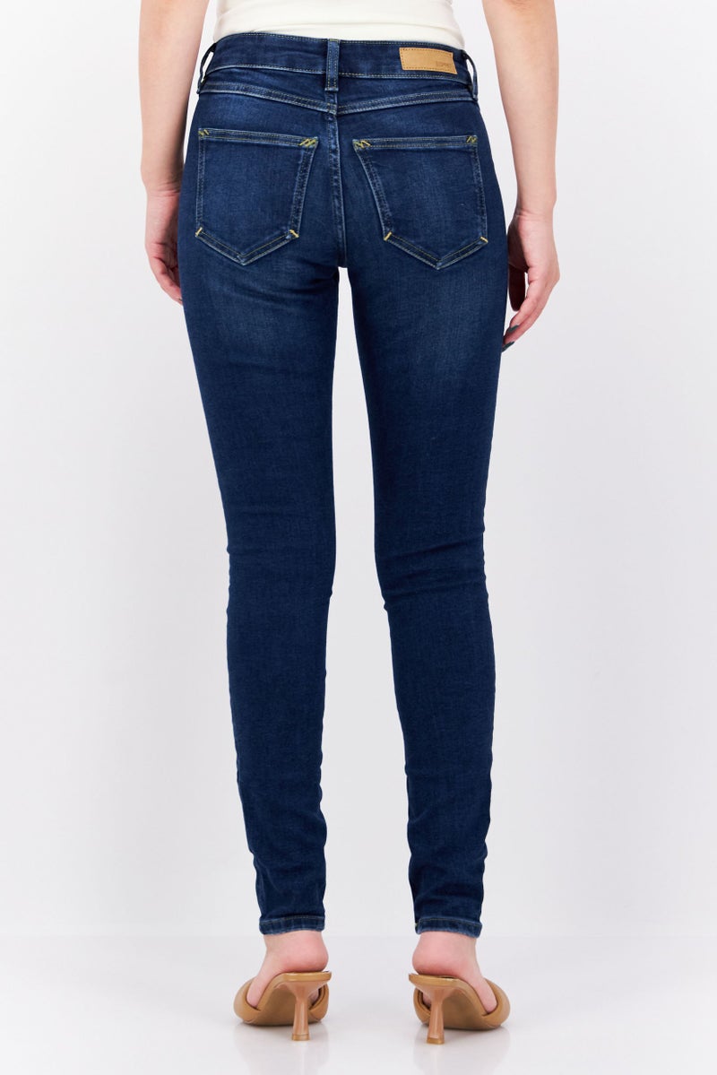 ESPRIT Women Skinny Fit Dark Wash Stretchable Jeans, Navy - Image 2