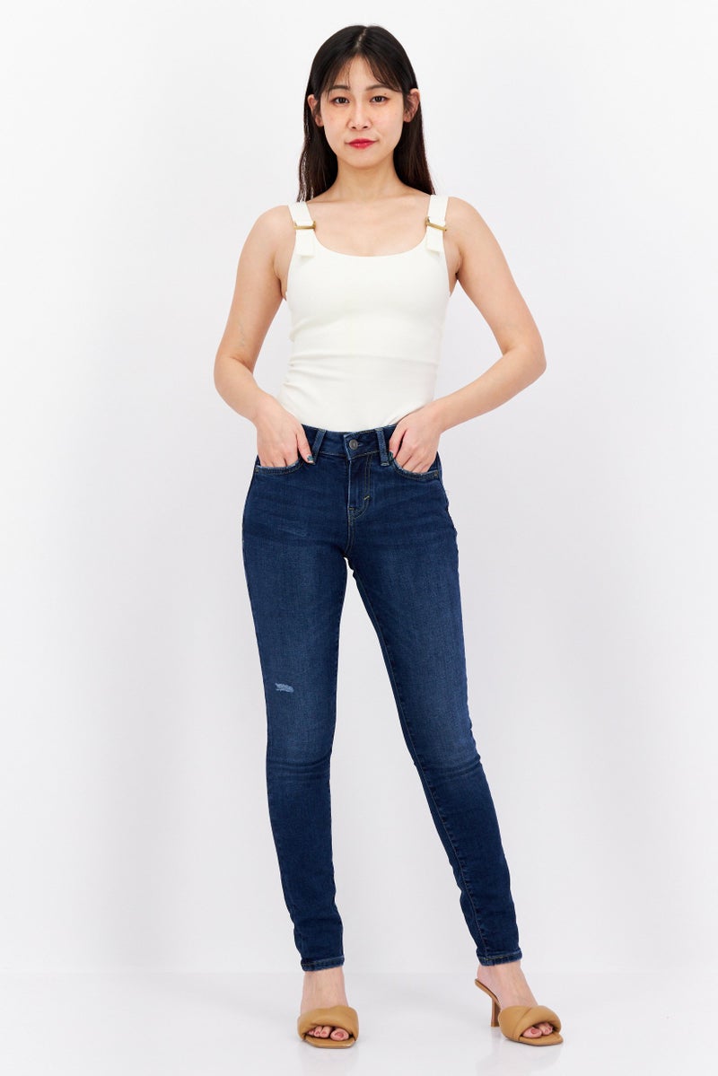 ESPRIT Women Skinny Fit Dark Wash Stretchable Jeans, Navy - Image 4