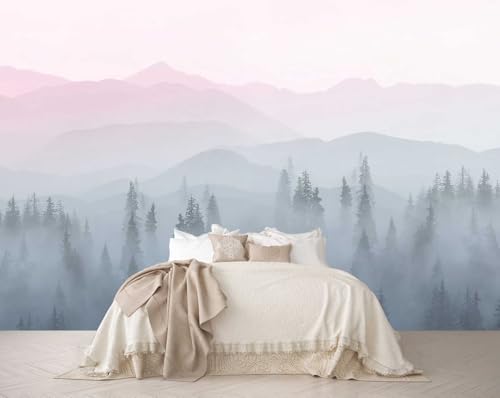 Reyhui Misty Forest Mountains Nature Wallpaper for Interior Wall Decoration Bathroom Living Room Bedroom Background Wall muralsNot Peel and Stick - Image 1
