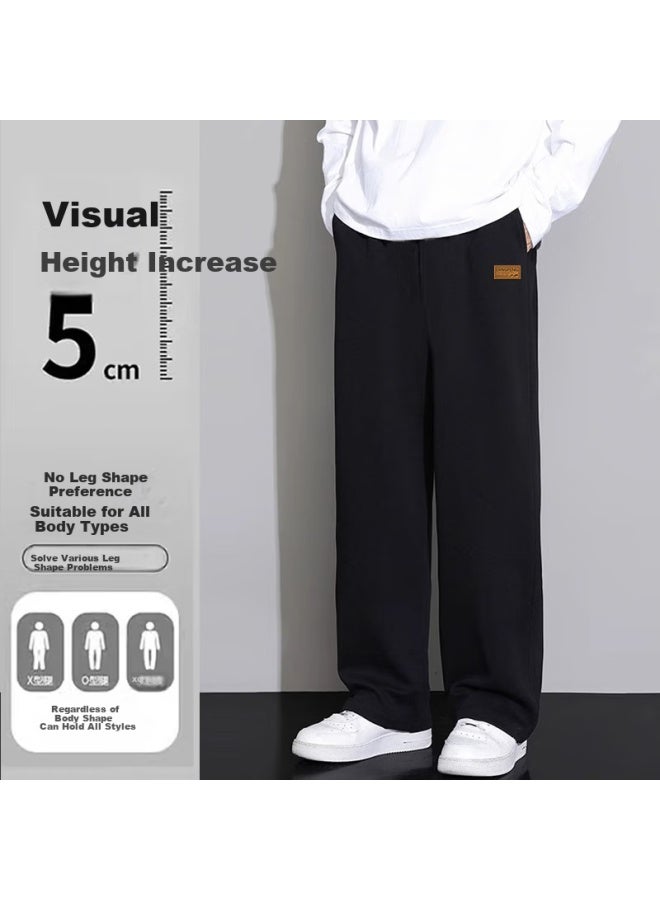Dingfengbaoluo Men's Solid Color Casual Pants Spring Summer Loose Straight Leg All-match Fashionable Sj29 Black 2XL - Image 2