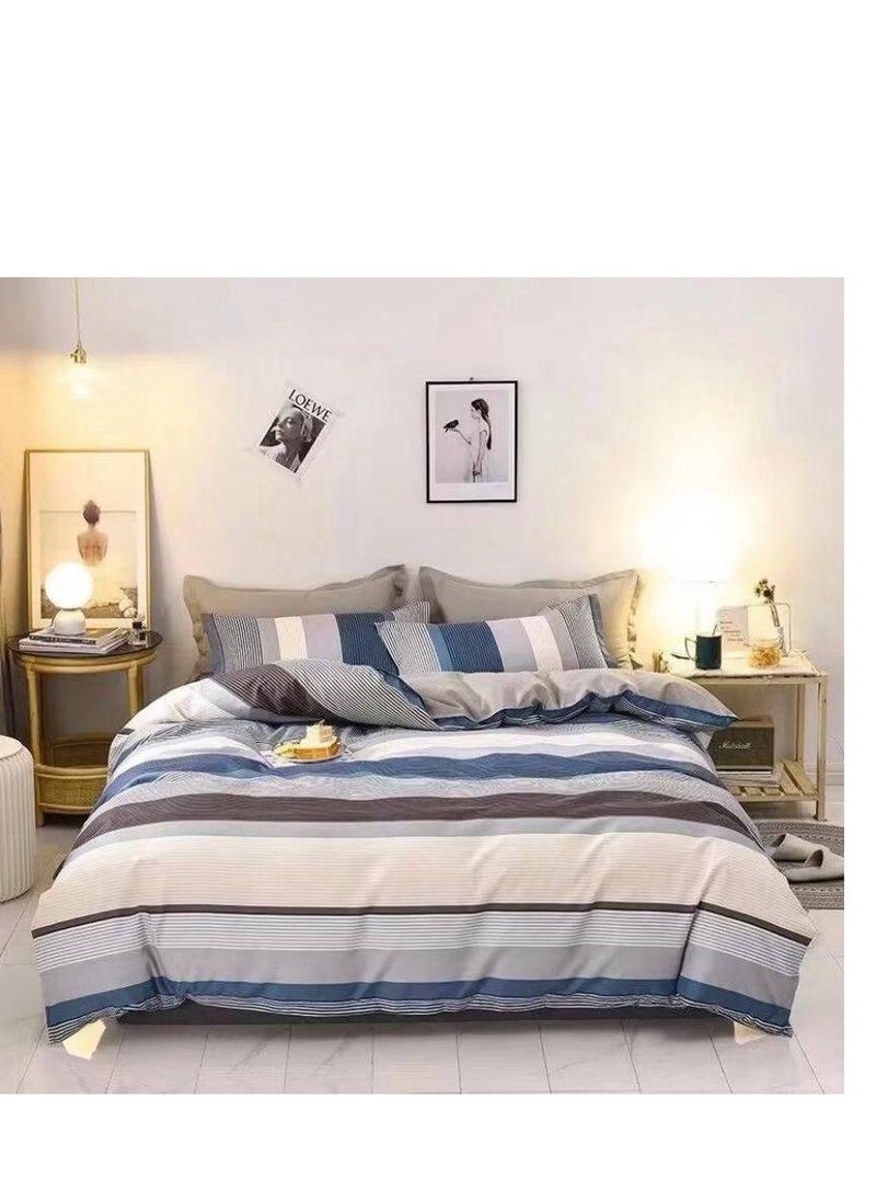 Generic 4-Piece Single Size Duvet Cover Set – cotton Bedding Set with Duvet Cover, Fitted Sheet, and 2 Pillowcases -160x210cm 