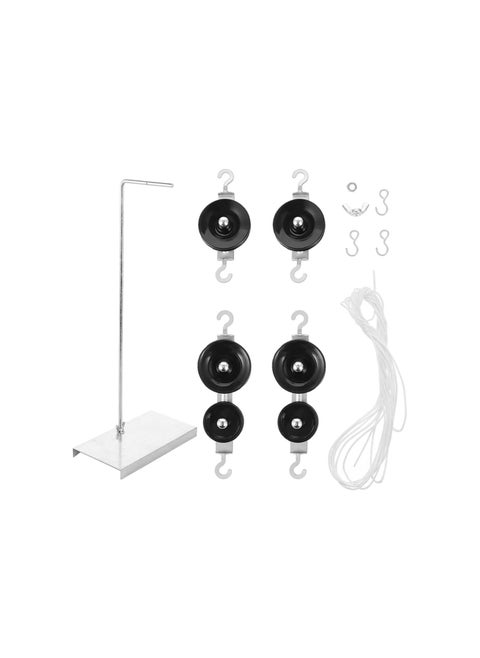 Pulley Block Set with Bracket, Pulley Block Set Physics Lab Science Kit with Holder and Rope for Science Classroom School Students Physics Class