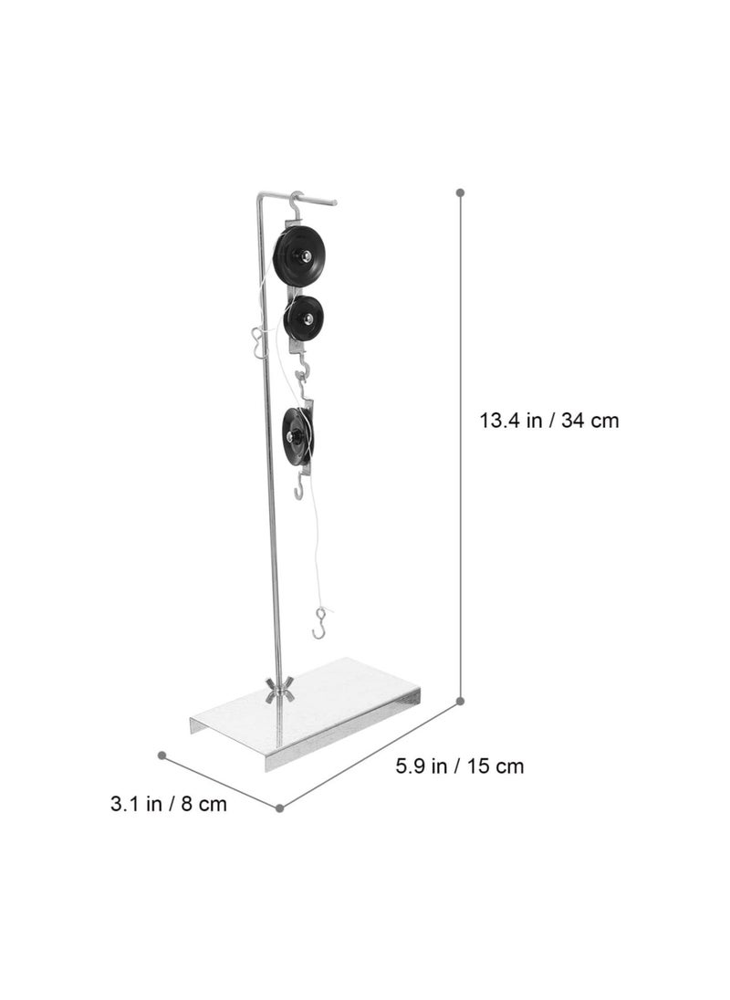 Pulley Block Set with Bracket, Pulley Block Set Physics Lab Science Kit with Holder and Rope for Science Classroom School Students Physics Class
