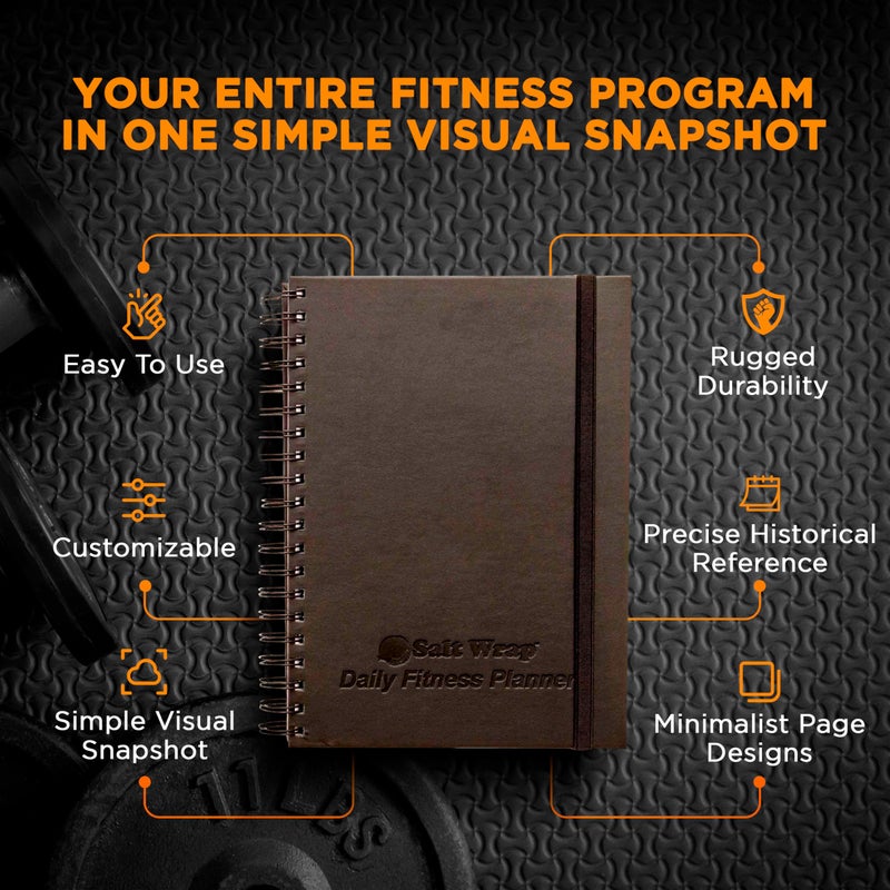 SaltWrap Daily Fitness Planner - Gym Workout Training Log, Weightlifting Exercise Journal, and Food/Diet Tracker - Daily and Weekly Pages, Goal Tracking, Spiral-Bound, 7 x 10 inches - Image 2