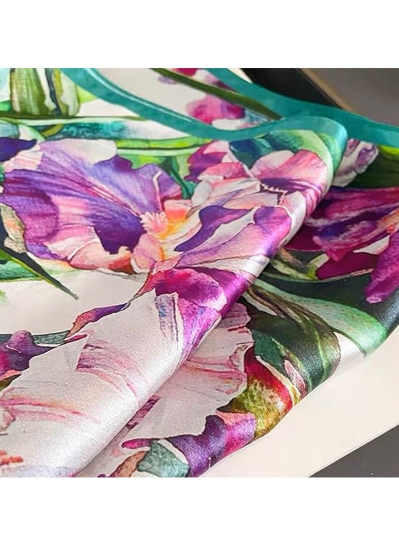 Neck Scarf, 100% Mulberry Silk Small Square Scarfs for Women, Silk Bandana, Square Silk Scarf for Women, Bag Handle Scarf 21"x21" - Image 2