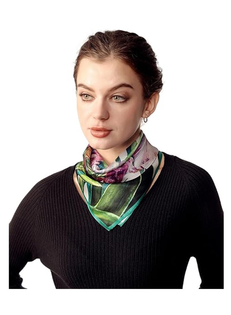 Neck Scarf, 100% Mulberry Silk Small Square Scarfs for Women, Silk Bandana, Square Silk Scarf for Women, Bag Handle Scarf 21"x21" - Image 5