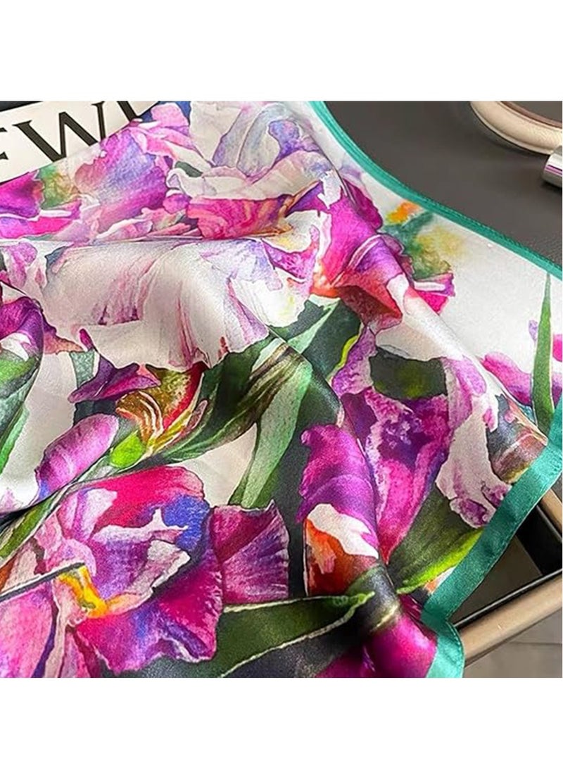 Neck Scarf, 100% Mulberry Silk Small Square Scarfs for Women, Silk Bandana, Square Silk Scarf for Women, Bag Handle Scarf 21"x21" - Image 3