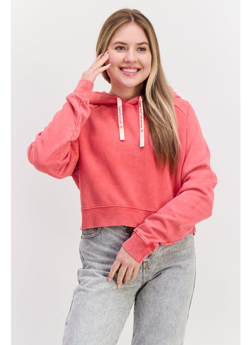 HUGO BOSS Women Hooded Graphic Print Sweatshirt, Red  - Image 1