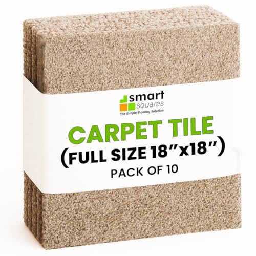 SMART SQUARES THE SIMPLE FLOORING SOLUTION Smart Squares in A Snap Premium Made in The USA Carpet Tiles 18x18 Inch, Soft Padded, Seamless Appearance, Peel and Stick for Easy DIY Installation (10 Tiles - 22.5 Sq Ft, 708 Claystone) - Image 1
