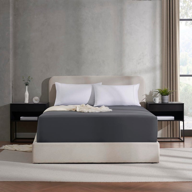 Nestl Dark Grey Extra Deep Pocket King Fitted Sheet Only, Hotel Luxury King Size Fitted Sheets Easily Fits 18 to 24 Inch Mattress, Super Soft, Wrinkle-Free, and Breathable Sheets with Corner Straps - Image 2