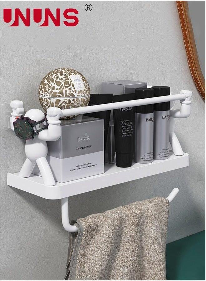 UNUNS Wall Mounted Floating Shelves,Humanoid Hanging Shelves With Towel Rack,Wall Mounts Storage Rack  - Image 1