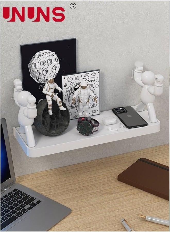 UNUNS Wall Mounted Floating Shelves,Humanoid Hanging Shelves With Towel Rack,Wall Mounts Storage Rack  - Image 2