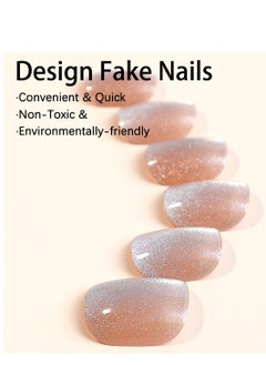 SYNSYB 24-Piece Short Square Press-on Toenails:Acrylic Fake Nails ,toe fake nails for Seamless Fit  - Image 3