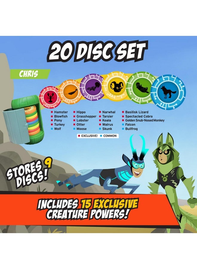 Wicked Cool Toys Wild Kratts Chris Creature Power Disc Holder Set w 20 Discs -Figure Toy for Pretend & Dress Up Play-Includes 15 Exclusive Power Discs -Officially Licensed Toys for Children-Gift for Kids Boy Girl - Image 3