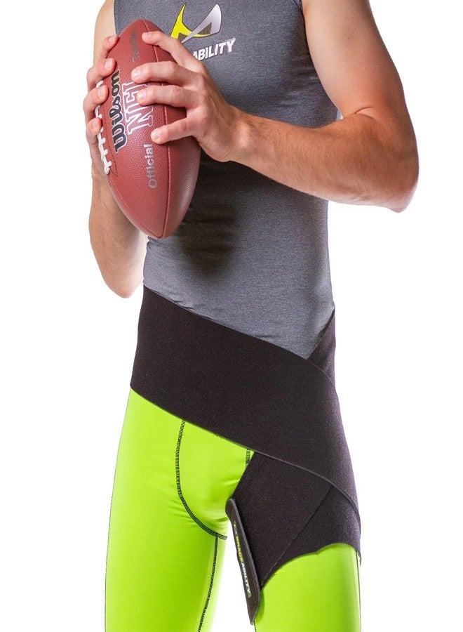 BraceAbility Hip Support Groin Brace - Hamstring Compression Wrap for Sciatica Pain Relief, Labral Tear, Thigh, Groin Pull - Sciatica Hip Brace for Men or Women (One Size) - Image 1