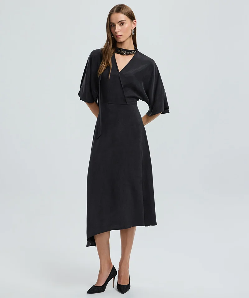 Ipekyol Midi Dress with Embellished Scarf