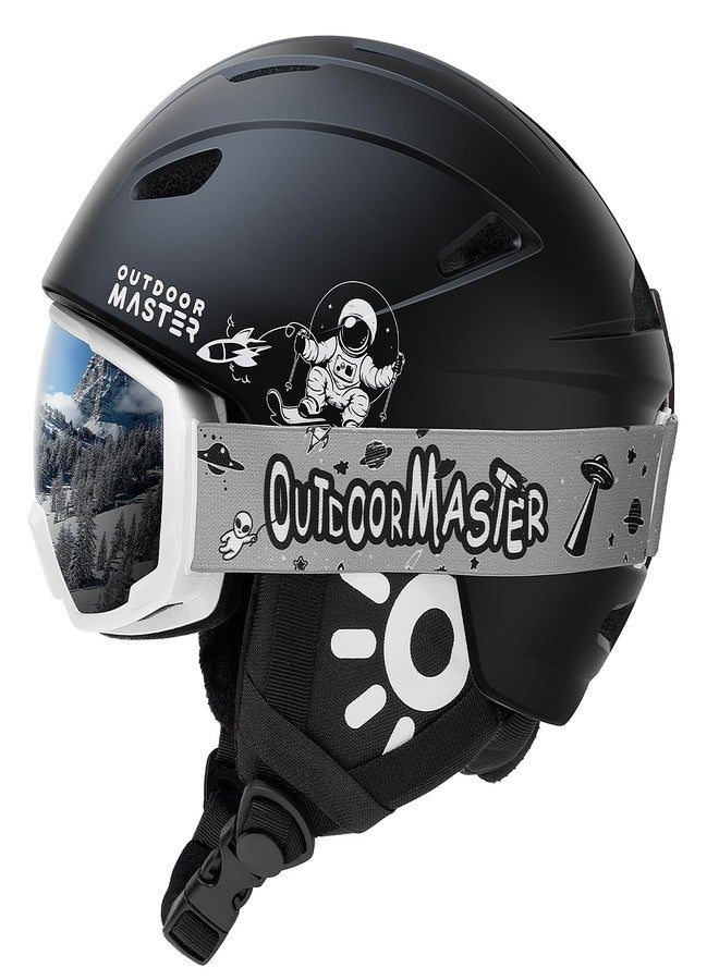 OutdoorMaster Anoa Kids Ski Helmet & Goggles Set - Adjustable Snow Helmet with Protective Goggles - Certified Snow Sports Helmets for Boys, Girls & Youth - Black, XS - Image 1