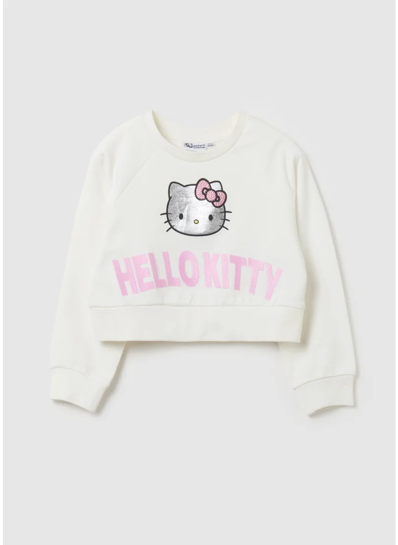 Ovs Cropped-fit sweatshirt with Hello Kitty print