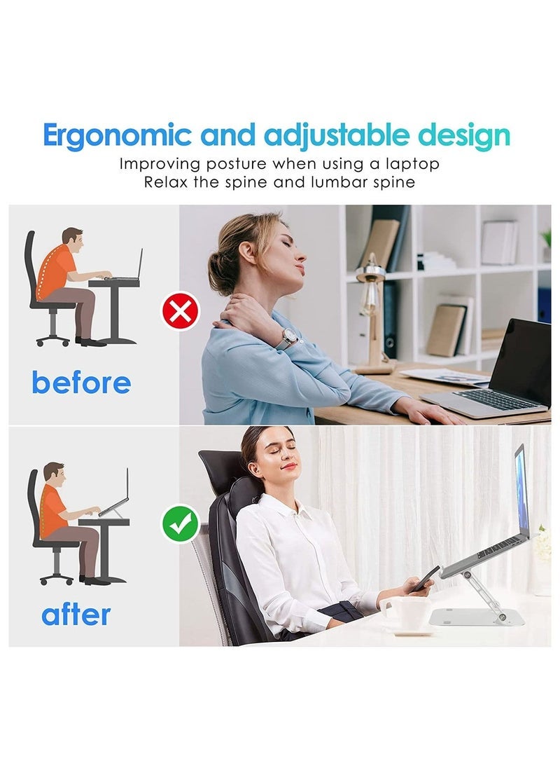 TIGER Multi-Angle Adjustable Laptop Stand for Desk – Ergonomic Aluminum Laptop Riser with Ventilated Heat Dissipation, Foldable & Portable Design – Universal Laptop Holder for MacBook, Dell, HP, Lenovo & All 10-17 Inch Laptops – Sleek & Stable Desktop Support - Image 5