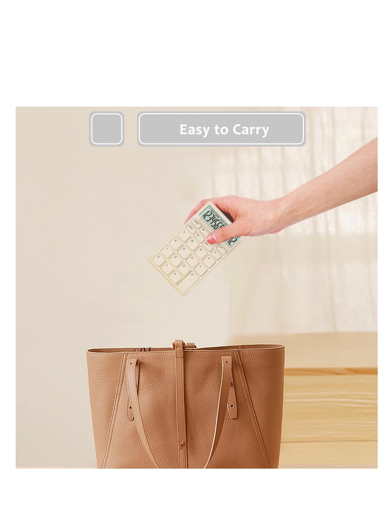 Excefore Mini Portable Calculator, Hold with one Hand, 5.4 * 3.3inStandard Calculator 12 Digit with Large LCD Display, Suitable for Office, School, Home & Business Use (Beige) - Image 4