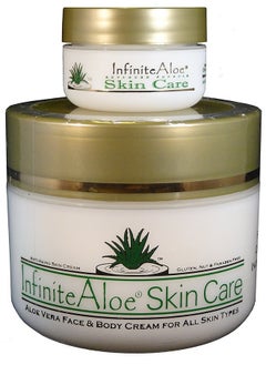 InfiniteAloe Nfinitealoe Aloe Vera Body & Face Moisturizer Original Scent Face Cream Body Cream Hand Lotion For Dry Skin 1 Large Jar (8 Oz.) & 1 Travel Jar (0.5 Oz.)  - Image 2
